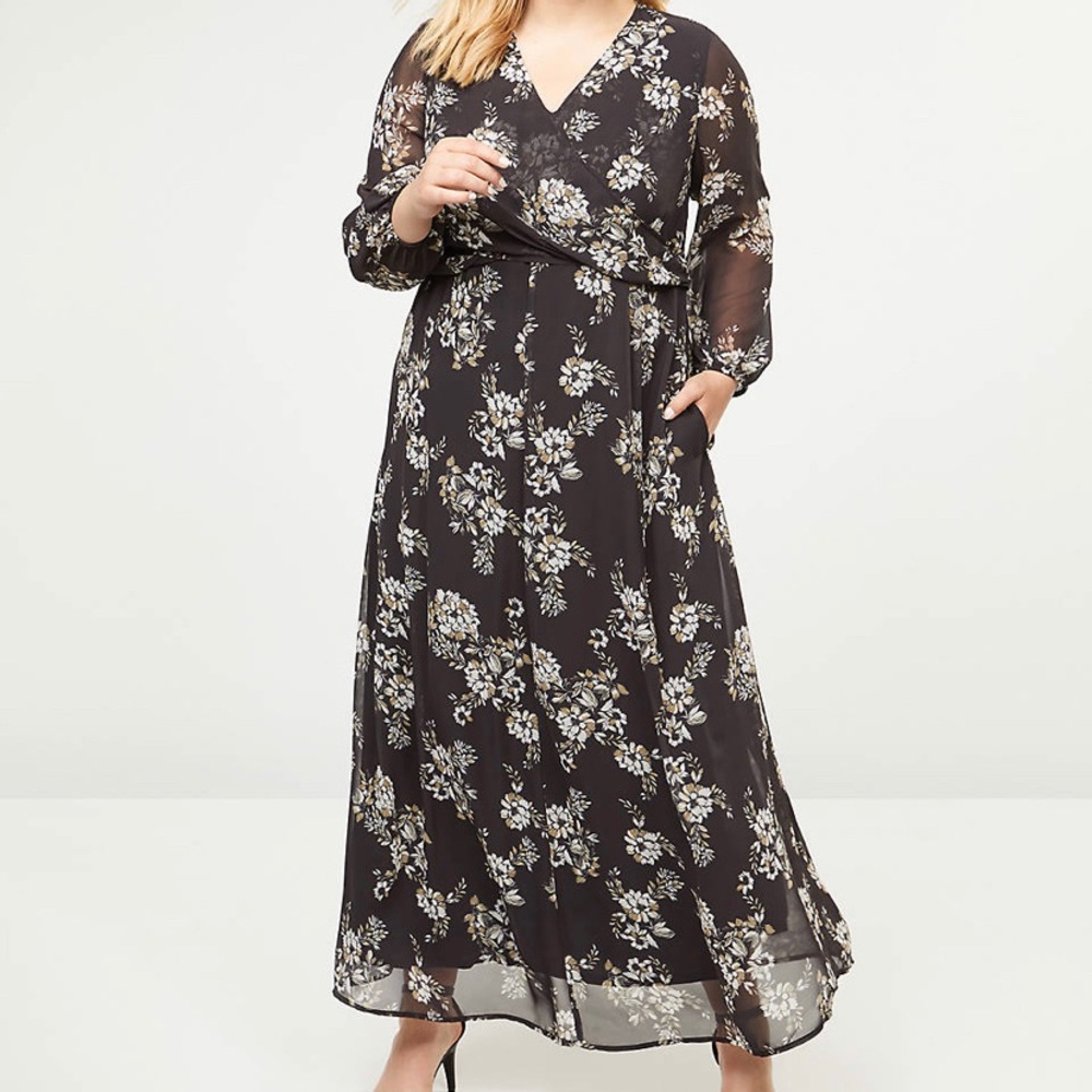 Lane Bryant Floral Wrap Top Maxi Dress